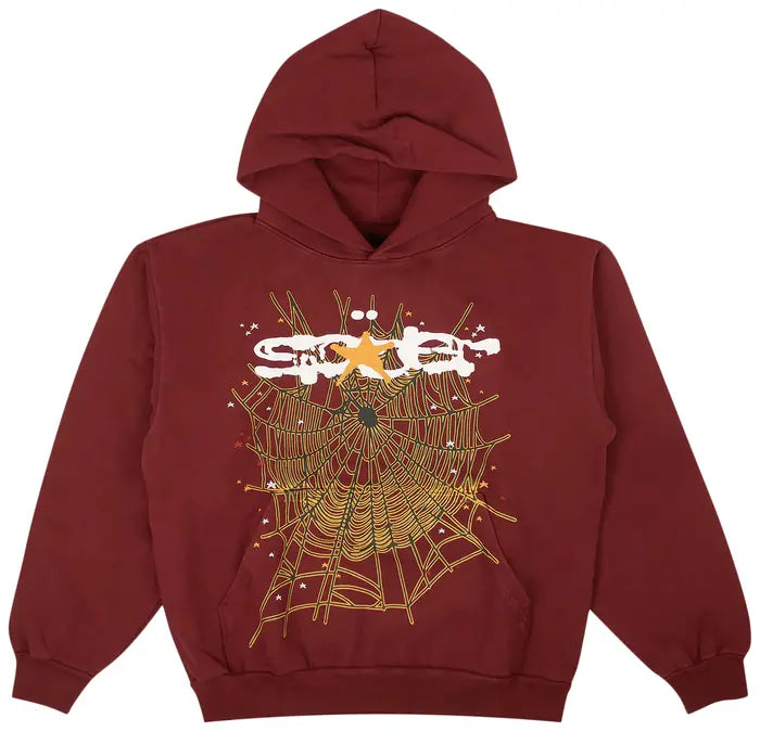 Sp5der Logo Hoodie Maroon