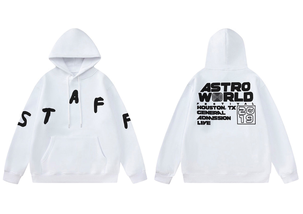 Travis Scott Astrofest 2019 Staff Embossed Hoodie White