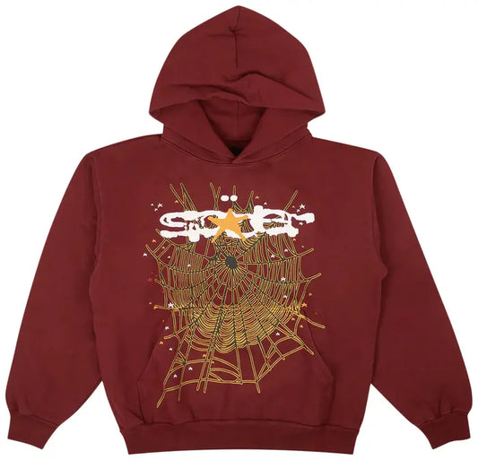 Sp5der Logo Hoodie Maroon