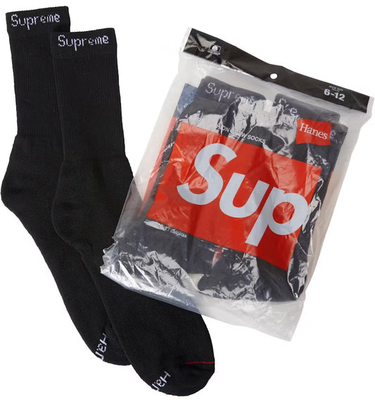 Supreme Hanes Socks (4 Pack) Black
