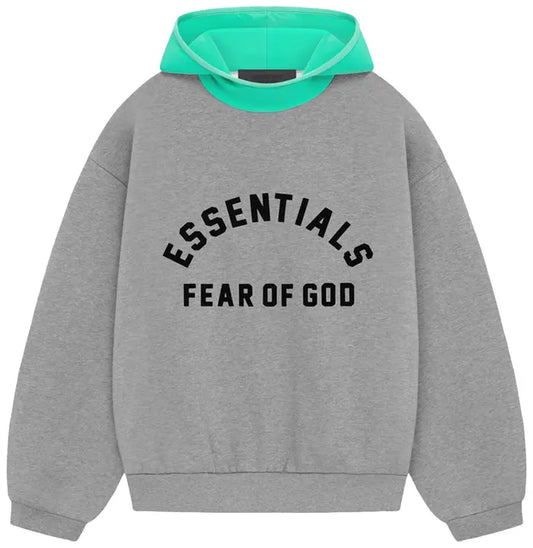 Fear of God Essentials Nylon Fleece Hoodie Dark Heather Oatmeal/Mint Leaf