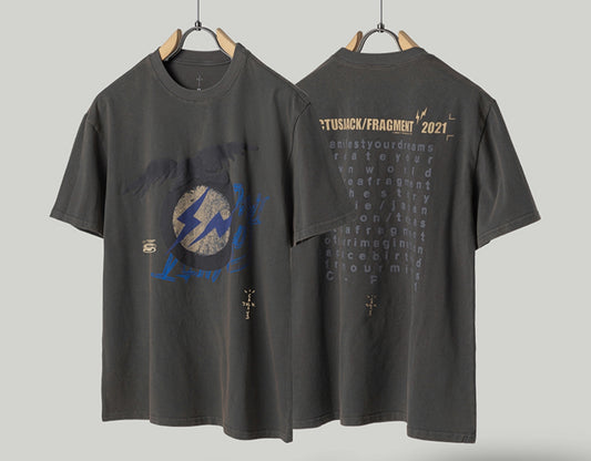 Travis Scott Cactus Jack For Fragment Create T-shirt Washed Black