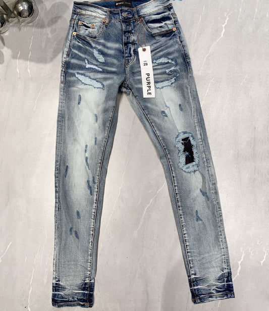 Purple Jeans Denim “Distressed Knee Navy”